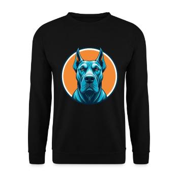 Dogue Allemand Chien Mignon Kawaii Dessin Animé Animal Animal Logo De Compagnie - Sweat-shirt Unisexe - noir - Devant - Alina (178cm) & Michal (187cm)