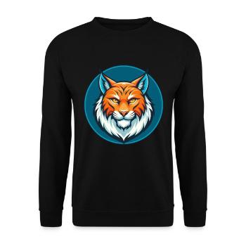 Luchs Niedliche Kawaii Cartoon Clipart Tier Haustier Logo - Unisex Pullover - Schwarz - Vorne - Alina (178cm) & Michal (187cm)