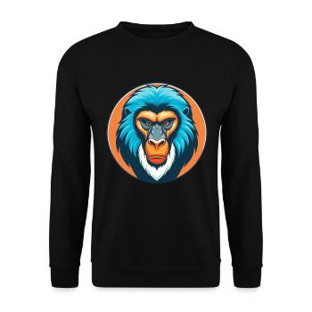 Mandrill Niedliches Kawaii Cartoon Tier Haustier Logo - Unisex Pullover - Schwarz - Vorne - Alina (178cm) & Michal (187cm)