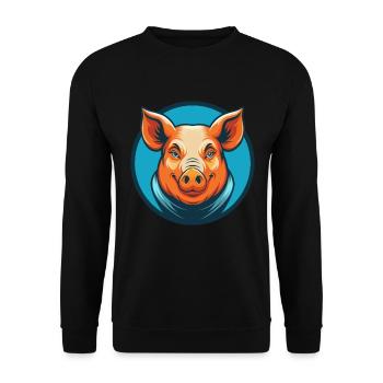 Schwein Niedlich Kawaii Cartoon Clipart Tier Haustier Logo - Unisex Pullover - Schwarz - Vorne - Alina (178cm) & Michal (187cm)