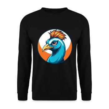 Peacock Cute Funny Kawaii Cartoon Animal Pet Logo - Unisex Sweatshirt - black - Front - Alina (178cm) & Michal (187cm)