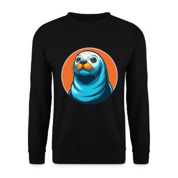 Siegel Niedliche Kawaii Cartoon Clipart Tier Haustier Logo - Unisex Pullover - Schwarz - Vorne - Alina (178cm) & Michal (187cm)