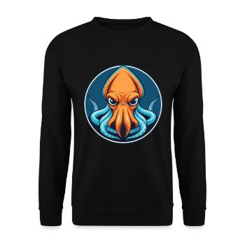 calmar mignon kawaii dessin animé clipart animal de compagnie logo - Sweat-shirt Unisexe - noir - Devant - Alina (178cm) & Michal (187cm)