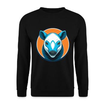 Tapir Niedliche Kawaii Cartoon Clipart Tier Haustier Logo - Unisex Pullover - Schwarz - Vorne - Alina (178cm) & Michal (187cm)