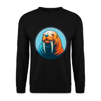morse mignon kawaii dessin animé clipart animal de compagnie logo - Sweat-shirt Unisexe - noir - Devant - Alina (178cm) & Michal (187cm)