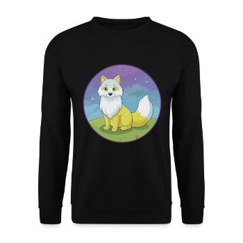 Polarfuchs Niedlich Kawaii Cartoon Clipart Tier Haustier - Unisex Pullover - Schwarz - Vorne - Alina (178cm) & Michal (187cm)