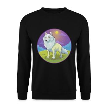 Arctic Wolf Cute Kawaii Cartoon Clipart Animal Pet - Unisex Sweatshirt - black - Front - Alina (178cm) & Michal (187cm)