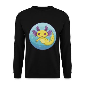 axolotl mignon kawaii dessin animé clipart animal de compagnie - Sweat-shirt Unisexe - noir - Devant - Alina (178cm) & Michal (187cm)