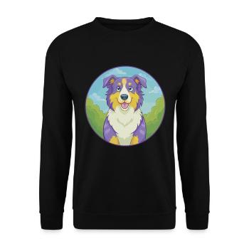 Australian Shepherd Dog Cute Kawaii Cartoon Animal - Unisex Sweatshirt - black - Front - Alina (178cm) & Michal (187cm)