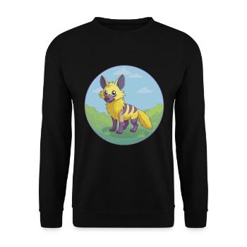 Aardwolf Mignon Kawaii Dessin animé Clipart Animal de compagnie - Sweat-shirt Unisexe - noir - Devant - Alina (178cm) & Michal (187cm)