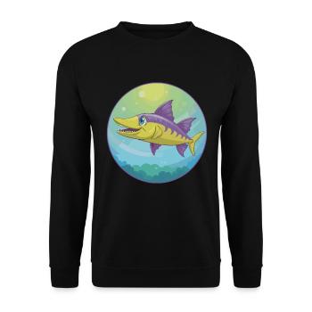 Barracuda mignon Kawaii dessin animé Clipart Animal de compagnie - Sweat-shirt Unisexe - noir - Devant - Alina (178cm) & Michal (187cm)