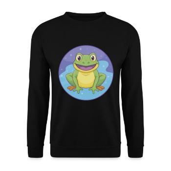 Frog Cute Kawaii Cartoon Clipart Animal Pet - Unisex Sweatshirt - black - Front - Alina (178cm) & Michal (187cm)