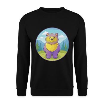 ours mignon kawaii dessin animé clipart animal de compagnie - Sweat-shirt Unisexe - noir - Devant - Alina (178cm) & Michal (187cm)
