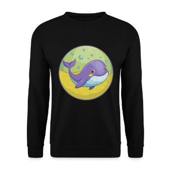 Blauwal Niedlich Kawaii Cartoon Clipart Tier Haustier - Unisex Pullover - Schwarz - Vorne - Alina (178cm) & Michal (187cm)