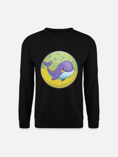 Blauwal Niedlich Kawaii Cartoon Clipart Tier Haustier - Unisex Pullover - Schwarz