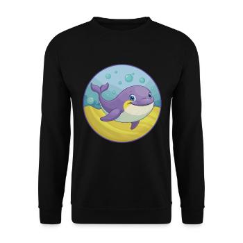 baleine mignon Kawaii dessin animé Clipart Animal de compagnie - Sweat-shirt Unisexe - noir - Devant - Alina (178cm) & Michal (187cm)