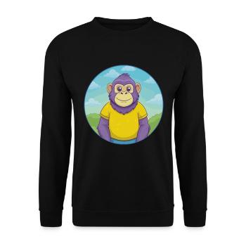 Bonobo Cute Kawaii Cartoon Clipart Animal Pet - Unisex Sweatshirt - black - Front - Alina (178cm) & Michal (187cm)