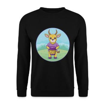Bongo Niedliche Kawaii Cartoon Clipart Tier Haustier - Unisex Pullover - Schwarz - Vorne - Alina (178cm) & Michal (187cm)