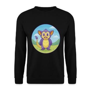 Aye Aye Niedliche Kawaii Cartoon Clipart Tier Haustier - Unisex Pullover - Schwarz - Vorne - Alina (178cm) & Michal (187cm)