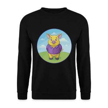 Schwein Niedlich Kawaii Cartoon Clipart Tier Haustier - Unisex Pullover - Schwarz - Vorne - Alina (178cm) & Michal (187cm)
