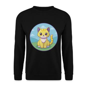 Kitten Cute Kawaii Cartoon Clipart Animal Pet - Unisex Sweatshirt - black - Front - Alina (178cm) & Michal (187cm)