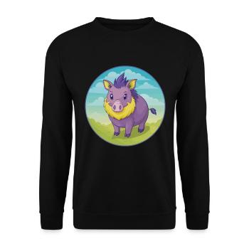 sanglier mignon kawaii dessin animé clipart animal de compagnie - Sweat-shirt Unisexe - noir - Devant - Alina (178cm) & Michal (187cm)