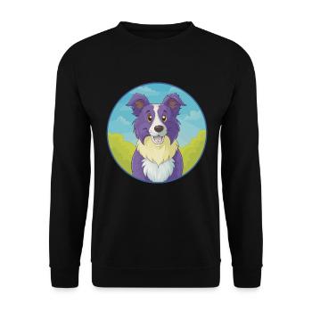 Border Collie Hund Niedliches Kawaii Cartoon Tier Haustier - Unisex Pullover - Schwarz - Vorne - Alina (178cm) & Michal (187cm)