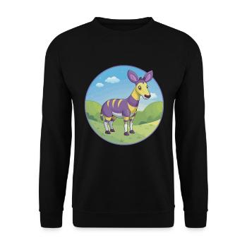 Okapi Cute Kawaii Cartoon Clipart Animal Pet - Unisex Sweatshirt - black - Front - Alina (178cm) & Michal (187cm)