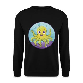 Octopus Cute Kawaii Cartoon Clipart Animal Pet - Unisex Sweatshirt - black - Front - Alina (178cm) & Michal (187cm)