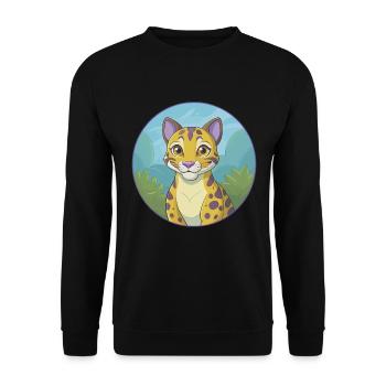 Ocelot Cute Kawaii Cartoon Clipart Animal Pet - Unisex Sweatshirt - black - Front - Alina (178cm) & Michal (187cm)