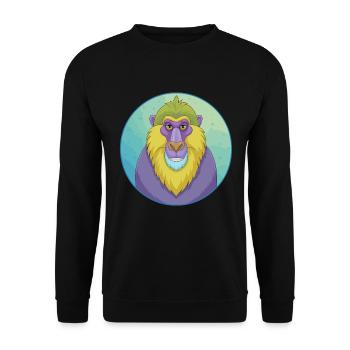 Mandrill Niedliche Kawaii Cartoon Clipart Tier Haustier - Unisex Pullover - Schwarz - Vorne - Alina (178cm) & Michal (187cm)