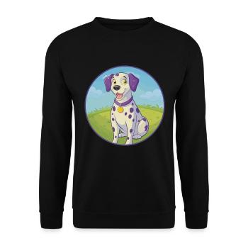 Dalmatiner Hund Niedlich Kawaii Cartoon Clipart Tier - Unisex Pullover - Schwarz - Vorne - Alina (178cm) & Michal (187cm)