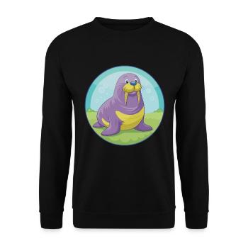 morse mignon kawaii dessin animé clipart animal de compagnie - Sweat-shirt Unisexe - noir - Devant - Alina (178cm) & Michal (187cm)