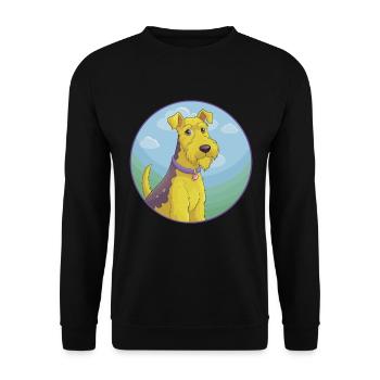 Airedale Terrier Chien Mignon Kawaii Dessin Animé Animal - Sweat-shirt Unisexe - noir - Devant - Alina (178cm) & Michal (187cm)