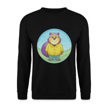 Beaver Cute Kawaii Cartoon Clipart Animal Pet - Unisex Sweatshirt - black - Front - Alina (178cm) & Michal (187cm)