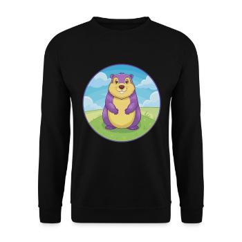 Murmeltier Niedliche Kawaii Cartoon Clipart Tier Haustier - Unisex Pullover - Schwarz - Vorne - Alina (178cm) & Michal (187cm)