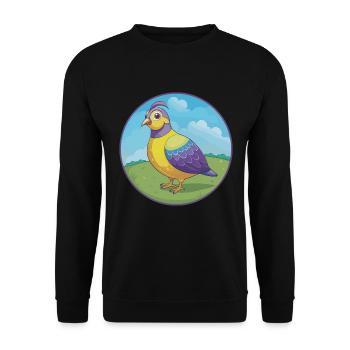 perdrix mignon kawaii dessin animé clipart animal de compagnie - Sweat-shirt Unisexe - noir - Devant - Alina (178cm) & Michal (187cm)