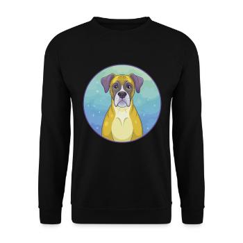 Boxer Hund Niedlich Kawaii Cartoon Clipart Tier Haustier - Unisex Pullover - Schwarz - Vorne - Alina (178cm) & Michal (187cm)