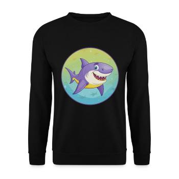 requin mignon kawaii dessin animé clipart animal de compagnie - Sweat-shirt Unisexe - noir - Devant - Alina (178cm) & Michal (187cm)