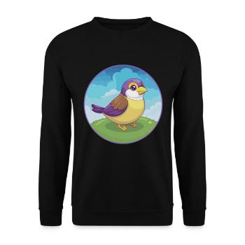 Moineau mignon Kawaii dessin animé Clipart Animal de compagnie - Sweat-shirt Unisexe - noir - Devant - Alina (178cm) & Michal (187cm)