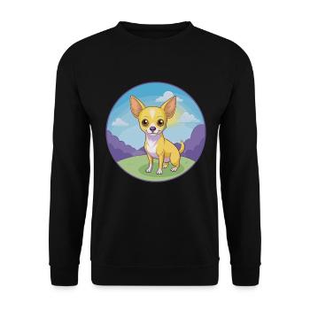 Chihuahua Dog Cute Kawaii Cartoon Clipart Animal - Unisex Sweatshirt - black - Front - Alina (178cm) & Michal (187cm)