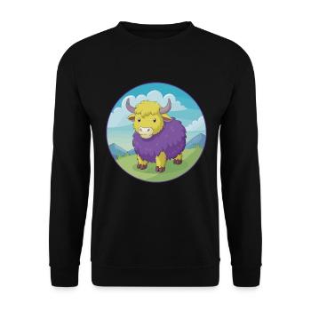 Yak Cute Kawaii Cartoon Clipart Animal Pet - Unisex Sweatshirt - black - Front - Alina (178cm) & Michal (187cm)