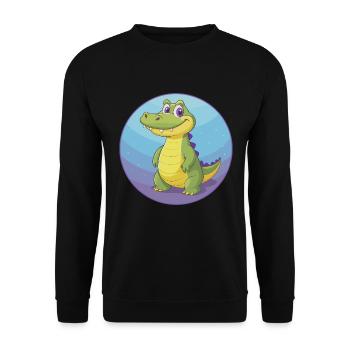 Crocodile Mignon Kawaii Dessin animé Clipart Animal de compagnie - Sweat-shirt Unisexe - noir - Devant - Alina (178cm) & Michal (187cm)