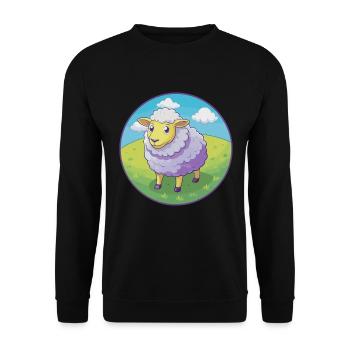 mouton mignon kawaii dessin animé clipart animal de compagnie - Sweat-shirt Unisexe - noir - Devant - Alina (178cm) & Michal (187cm)