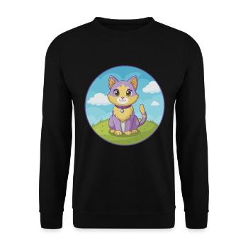 Katze Niedlich Kawaii Cartoon Clipart Tier Haustier - Unisex Pullover - Schwarz - Vorne - Alina (178cm) & Michal (187cm)