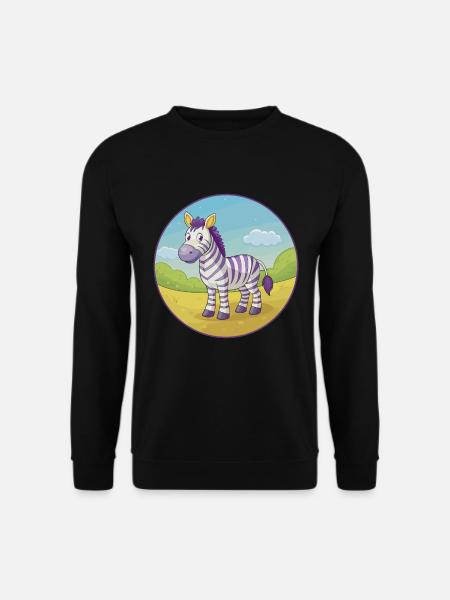 zebra, sød, kawaii, cartoon Clipart, dyr, kæledyr - Unisex sweater - sort