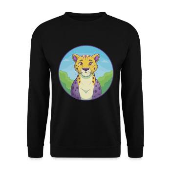 guépard mignon kawaii dessin animé clipart animal de compagnie - Sweat-shirt Unisexe - noir - Devant - Alina (178cm) & Michal (187cm)