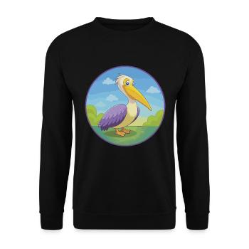 Pélican mignon Kawaii dessin animé Clipart Animal de compagnie - Sweat-shirt Unisexe - noir - Devant - Alina (178cm) & Michal (187cm)