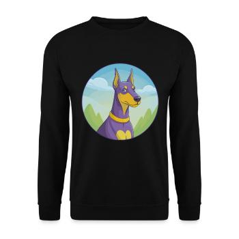 Dobermann chien mignon Kawaii dessin animé Clipart Animal - Sweat-shirt Unisexe - noir - Devant - Alina (178cm) & Michal (187cm)