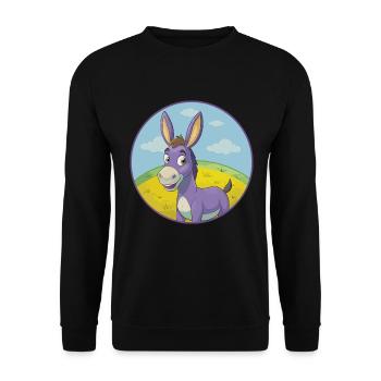 Esel Niedlich Kawaii Cartoon Clipart Tier Haustier - Unisex Pullover - Schwarz - Vorne - Alina (178cm) & Michal (187cm)